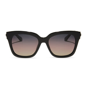 diff eyewear featuring the bella xs square sunglasses with a black frame and twilight gradient polarized lenses front view