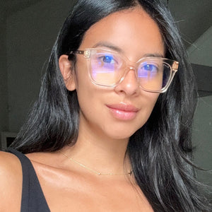 DIFF Bella Bluelight Glasses Azalea Pink Crystal Frame Blue Light Blocking Lens Bella XS Square Glasses | Blush Crystal & Blue Light  main image 4