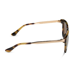 diff eyewear featuring the bella xs square sunglasses with a brown kombu frame and brown polarized lenses side view