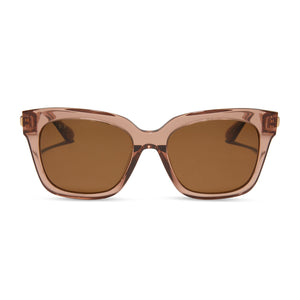 diff eyewear bella xs square sunglasses with a cafe ole acetate frame and brown polarized lenses front view