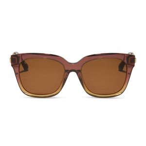 diff eyewear bella xs square sunglasses with a clayton acetate frame and brown lenses front view