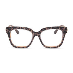 diff eyewear featuring the bella xs square prescription glasses with a leopard tortoise frame front view