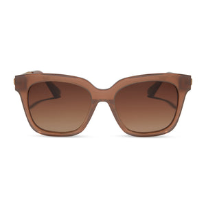 diff eyewear bella xs square sunglasses with a macchiato brown frame and brown gradient polarized lenses front view