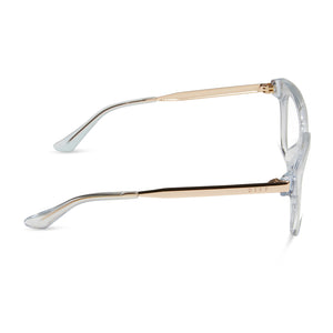 diff eyewear bella xs square prescription glasses with a opalescent pink frame side view