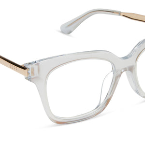 diff eyewear bella xs square prescription glasses with a opalescent pink frame detailed view