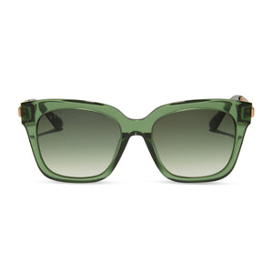 diff eyewear bella xs square sunglasses with a green sage crystal acetate frame and g15 green gradient lenses front view