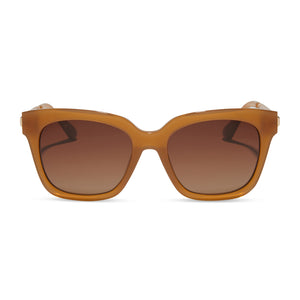 diff eyewear featuring the bella xs square sunglasses with a salted caramel frame and brown gradient polarized lenses front view