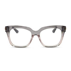 diff eyewear bella xs square prescription glasses with a smoke rose crystal ombre frame front view
