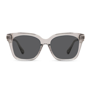 diff eyewear bella xs square sunglasses with a tempete grey frame and grey lenses front view