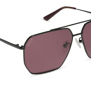 BERKELY - BLACK + DARK CHERRY SUNGLASSES