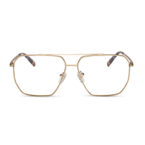 BERKELY - BRUSHED GOLD + ESPRESSO TORTOISE TIPS + BLUE LIGHT TECHNOLOGY GLASSES
