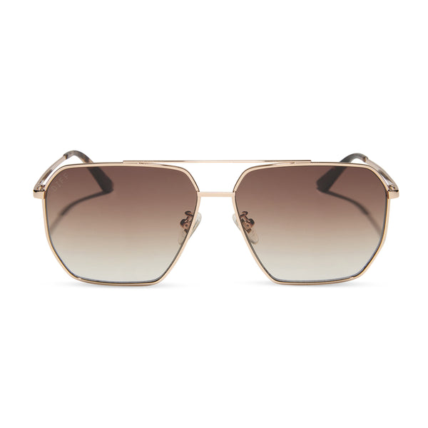 Berkely Navigator Sunglasses | Gold & Pink Rush Mirror | DIFF Eyewear