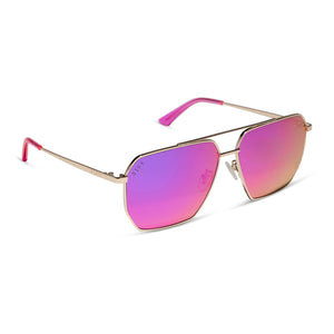Berkely Navigator Sunglasses | Gold & Pink Rush Mirror  display picture 3