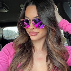 Berkely Navigator Sunglasses | Gold & Pink Rush Mirror | DIFF Eyewear