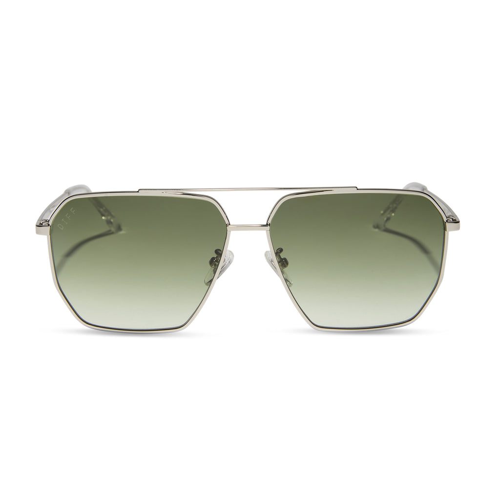 BERKELY - SILVER + COOL MATCHA GRADIENT SUNGLASSES