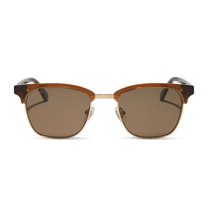 diff eyewear biarritz square sunglasses with a whiskey/gold frame and brown polarized lenses front view