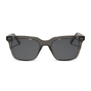 diff eyewear featuring the billie square sunglasses with a black smoke crystal frame and grey polarized lenses front view