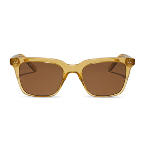 diff eyewear billie square sunglasses with a citrine crystal frame and brown polarized lenses front view