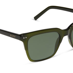 Billie Square Sunglasses | Dark Olive Crystal & G15  display picture 1