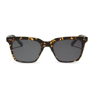 diff eyewear billie square sunglasses with a fiery tortoise acetate frame and grey polarized lenses front view