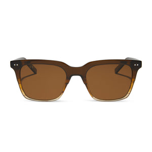 diff eyewear billie square sunglasses with a mocha brown gradient frame and brown polarized lenses front view