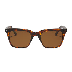 diff eyewear featuring the billie square sunglasses with a rich tortoise frame and brown polarized lenses front view
