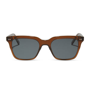 diff eyewear billie square sunglasses with a whiskey crystal brown acetate frame and steel blue polarized lenses front view
