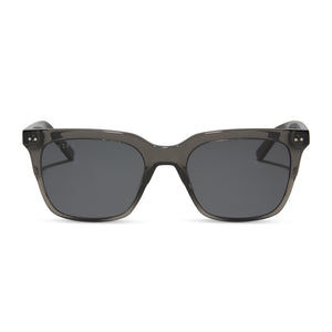 diff eyewear featuring the billie xl square sunglasses with a black smoke crystal frame and grey polarized lenses front view
