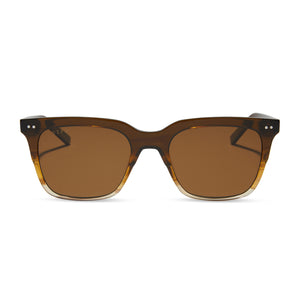 diff eyewear billie xl square sunglasses with a mocha brown gradient acetate frame and brown polarized lenses front view