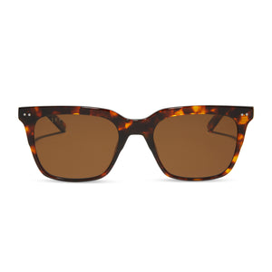 diff eyewear featuring the billie xl square sunglasses with a rich tortoise frame and brown polarized lenses front view
