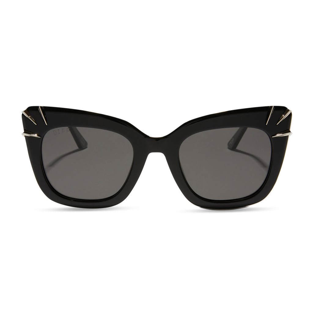 Black Panther Cat Eye Sunglasses | Black & Grey Polarized | DIFF
