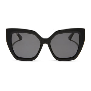diff eyewear blaire square sunglasses with a black acetate frame and grey polarized lenses front view