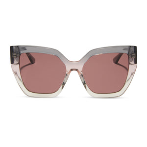 diff eyewear featuring the blaire square sunglasses with a black smoke to vintage rose crystal ombre frame and mauve polarized lenses front view