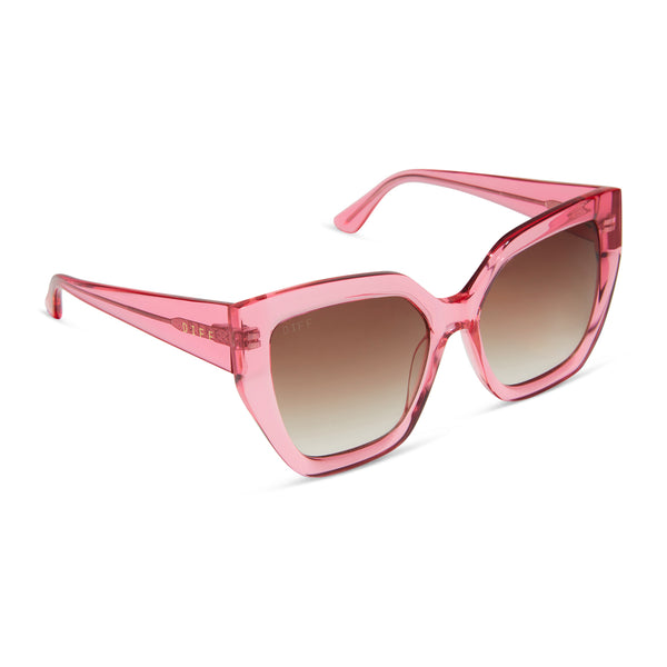 blaire - candy pink crystal + brown gradient sunglasses 2