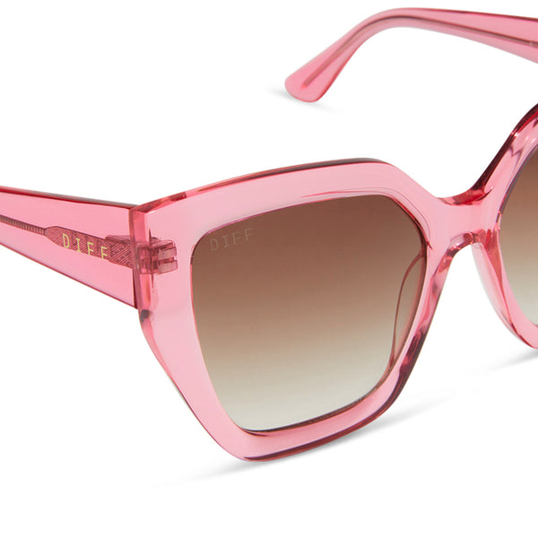 blaire - candy pink crystal + brown gradient sunglasses 4