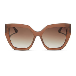 diff eyewear blaire oversized square sunglasses with a macchiato brown acetate frame and brown gradient lenses front view