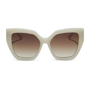 diff eyewear featuring the blaire square sunglasses with a meringue frame and brown gradient lenses front view