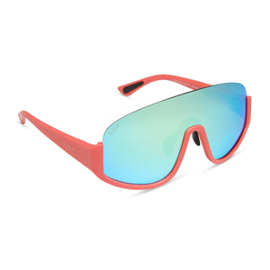 Blazer Shield Sunglasses | Coral & Turquoise Ice Mirror  display picture 1
