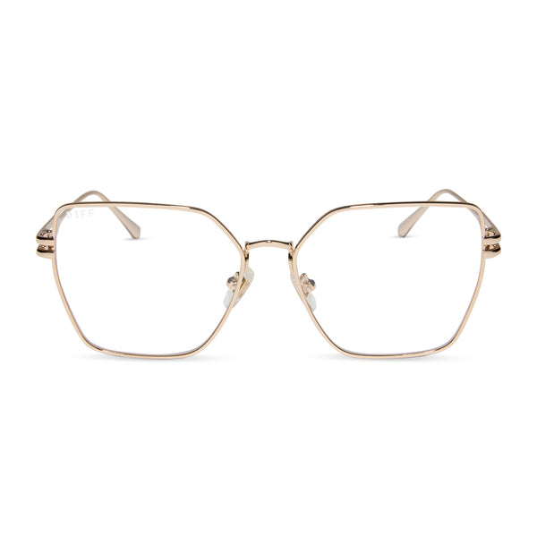 KOMONO Bonnie Clear Gold Sunglasses NEW Geometric Oversized Komono Jace Sunglasses – Designer Frame | Kambio Eyewear main image 2