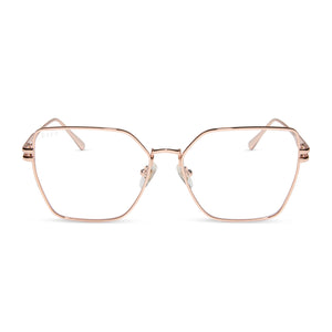 diff eyewear bonnie square prescription glasses rose gold front view