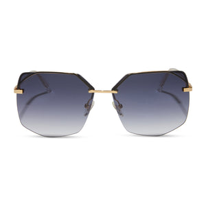 diff eyewear bree square sunglasses in gold frame and grey gradient sharp lens front view