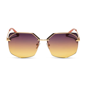 diff eyewear featuring the bree square sunglasses with a gold metal frame and inca gradient lenses front view