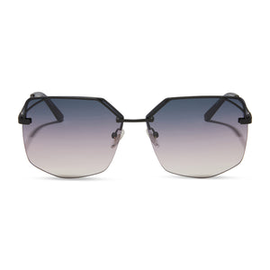 diff eyewear featuring the bree square sunglasses with a matte black metal frame and twilight gradient lenses front view