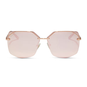 diff eyewear bree rose gold cherry blossom mirror sunglasses front view