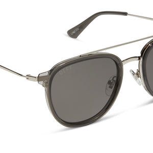 Camden Aviator Sunglasses | Black Smoke Crystal & Grey | DIFF Eyewear