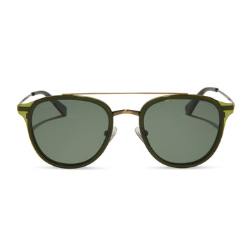 Camden Aviator Sunglasses | Dark Olive Crystal & G15 | DIFF Eyewear