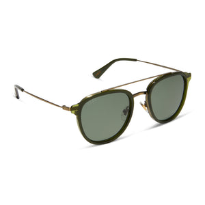 Camden Aviator Sunglasses | Dark Olive Crystal & G15 | DIFF Eyewear