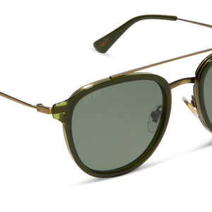 Camden Aviator Sunglasses | Dark Olive Crystal & G15 | DIFF  display picture 1