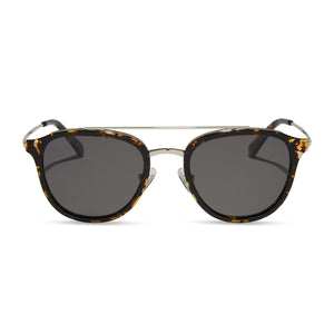 diff eyewear camden aviator sunglasses with a fiery tortoise frame and grey polarized lenses front view