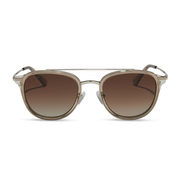 Camden Round Sunglasses | Vintage Crystal & Brown Gradient